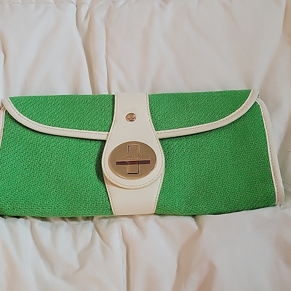 Kate Spade Green and White Clutch